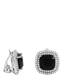 Jon Richard Square Jet Halo Stud Earrings, Silver, Silver