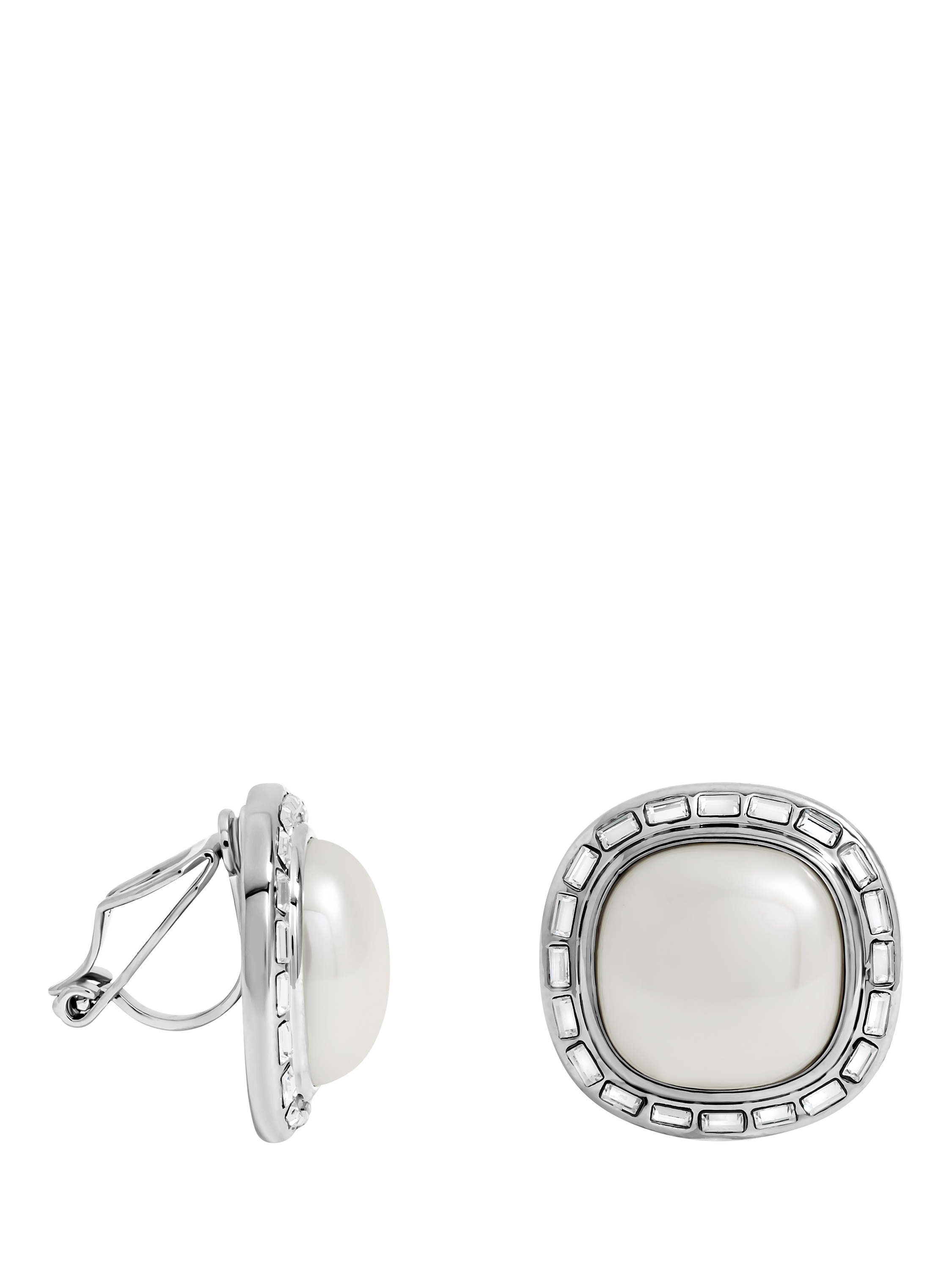 Product image 1 of 1, which shows Jon Richard Pearl Clip On Earrings, Silver