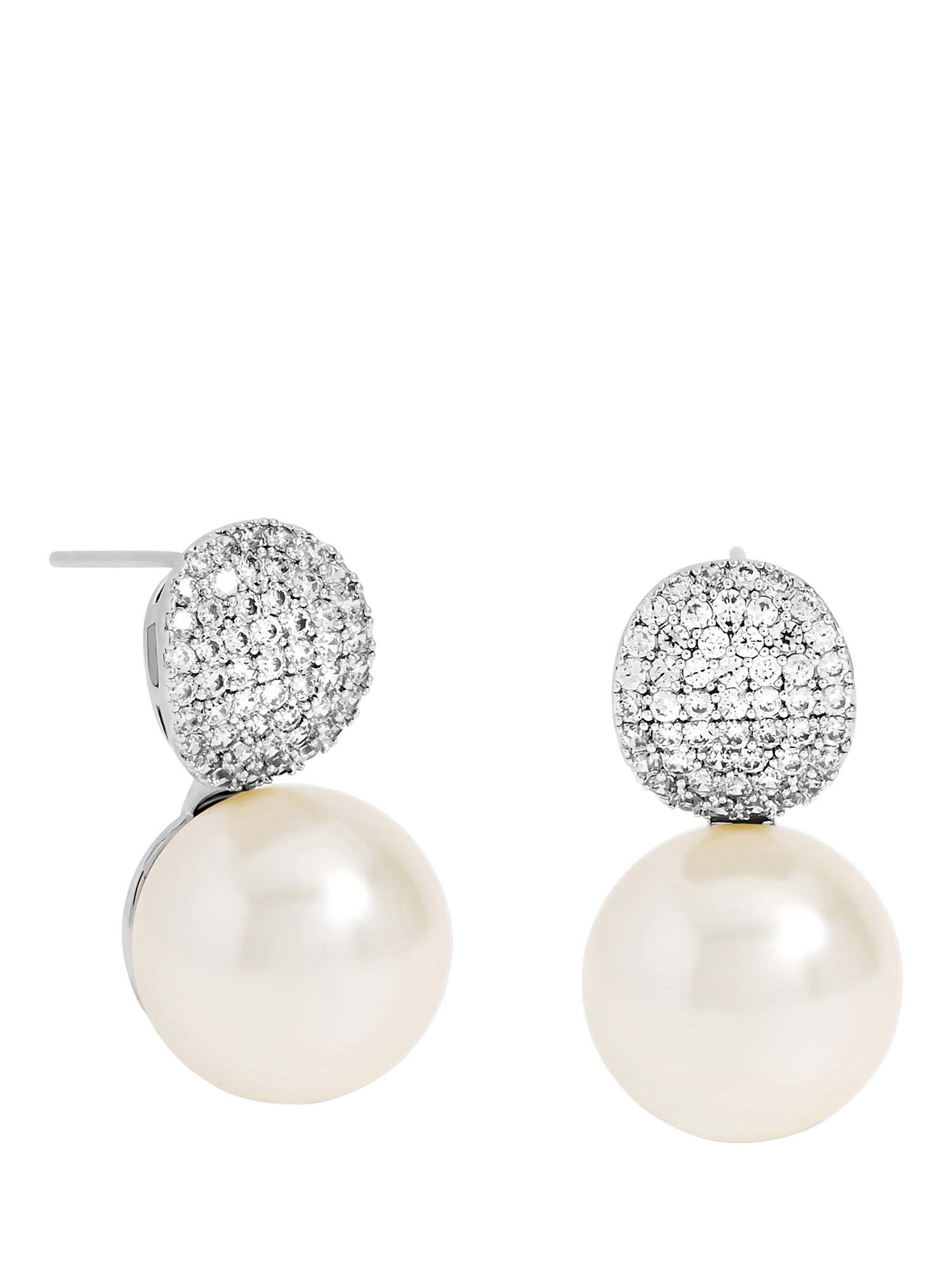 Product image 1 of 3, which shows Jon Richard Pearl Drop Earrings, Silver