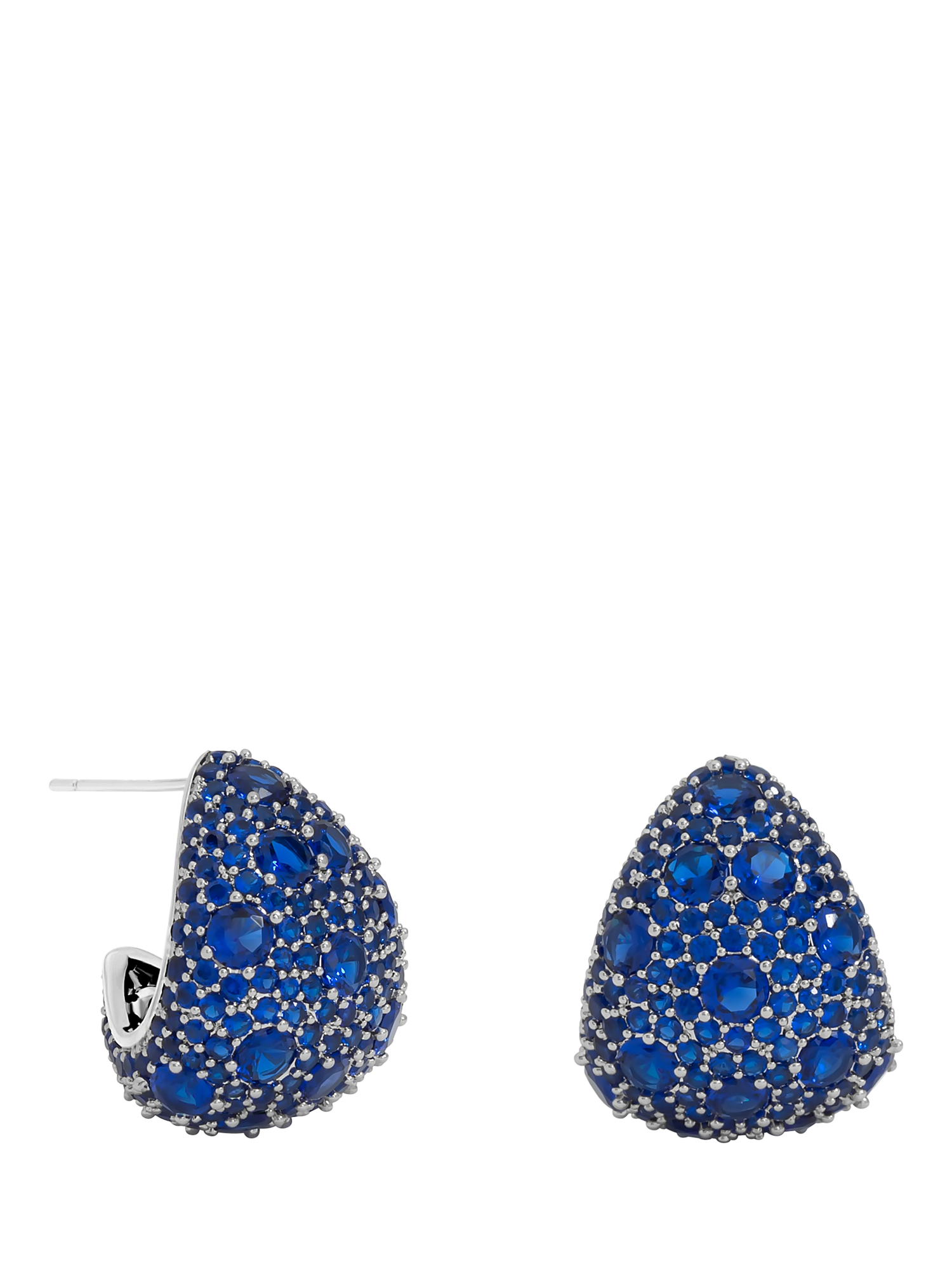 Product image 1 of 2, which shows Jon Richard Sapphire Dome Earrings, Silver