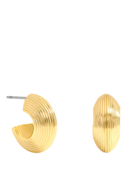 Jon Richard Ribbed Hoop Earrings, Gold, Gold