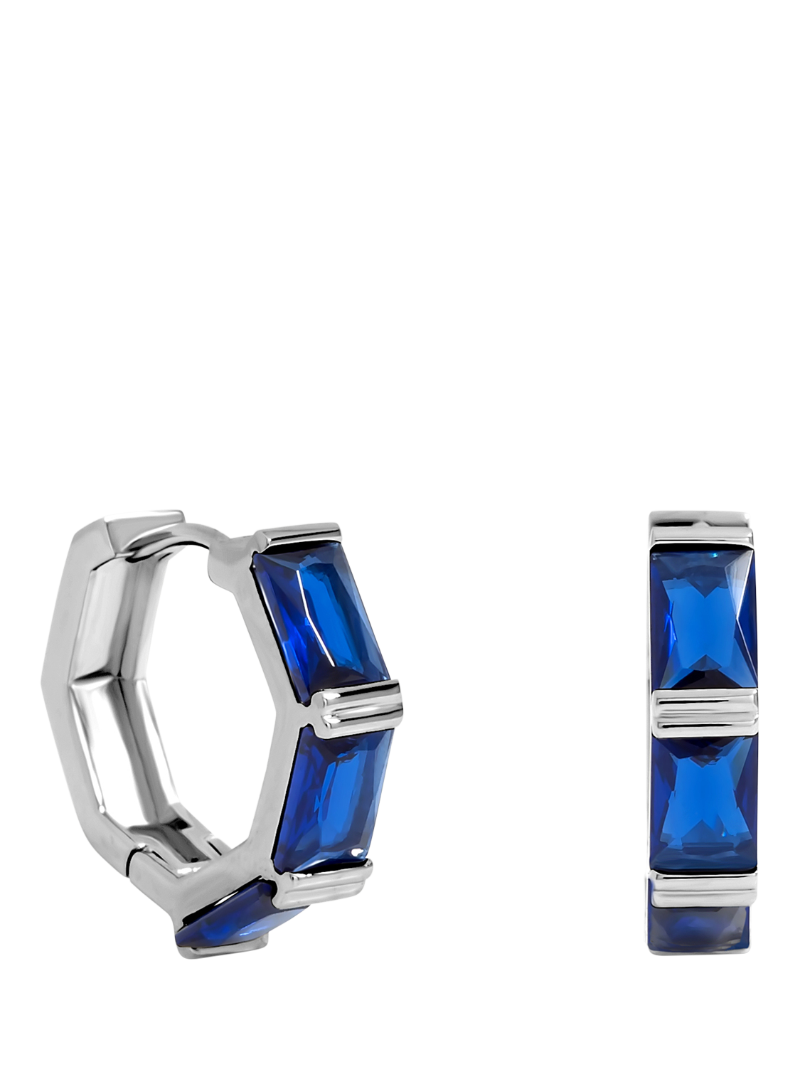 Product image 1 of 3, which shows Jon Richard Sapphire Hoop Earrings, Silver