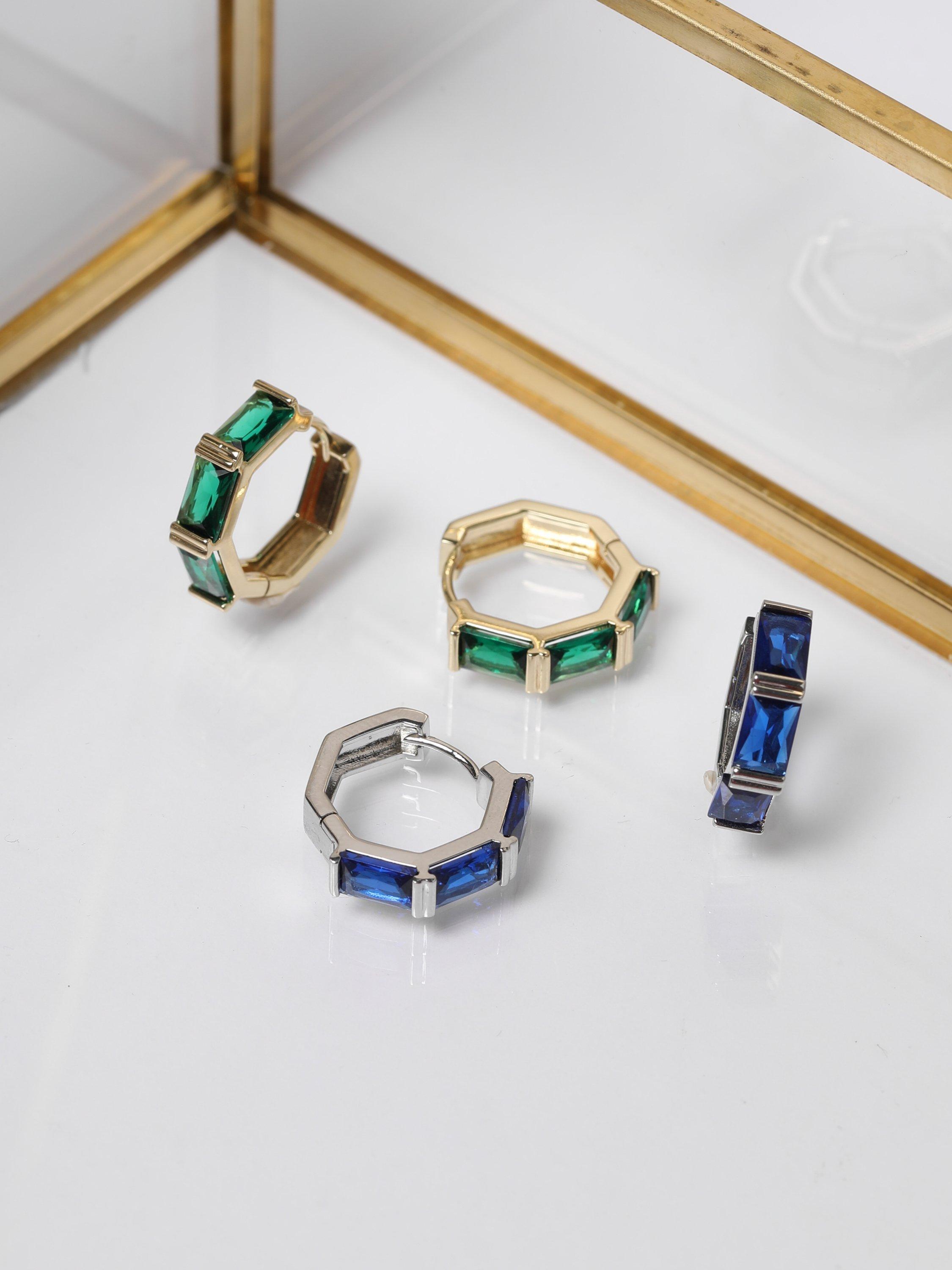 Product image 2 of 3, which shows Jon Richard Sapphire Hoop Earrings, Silver