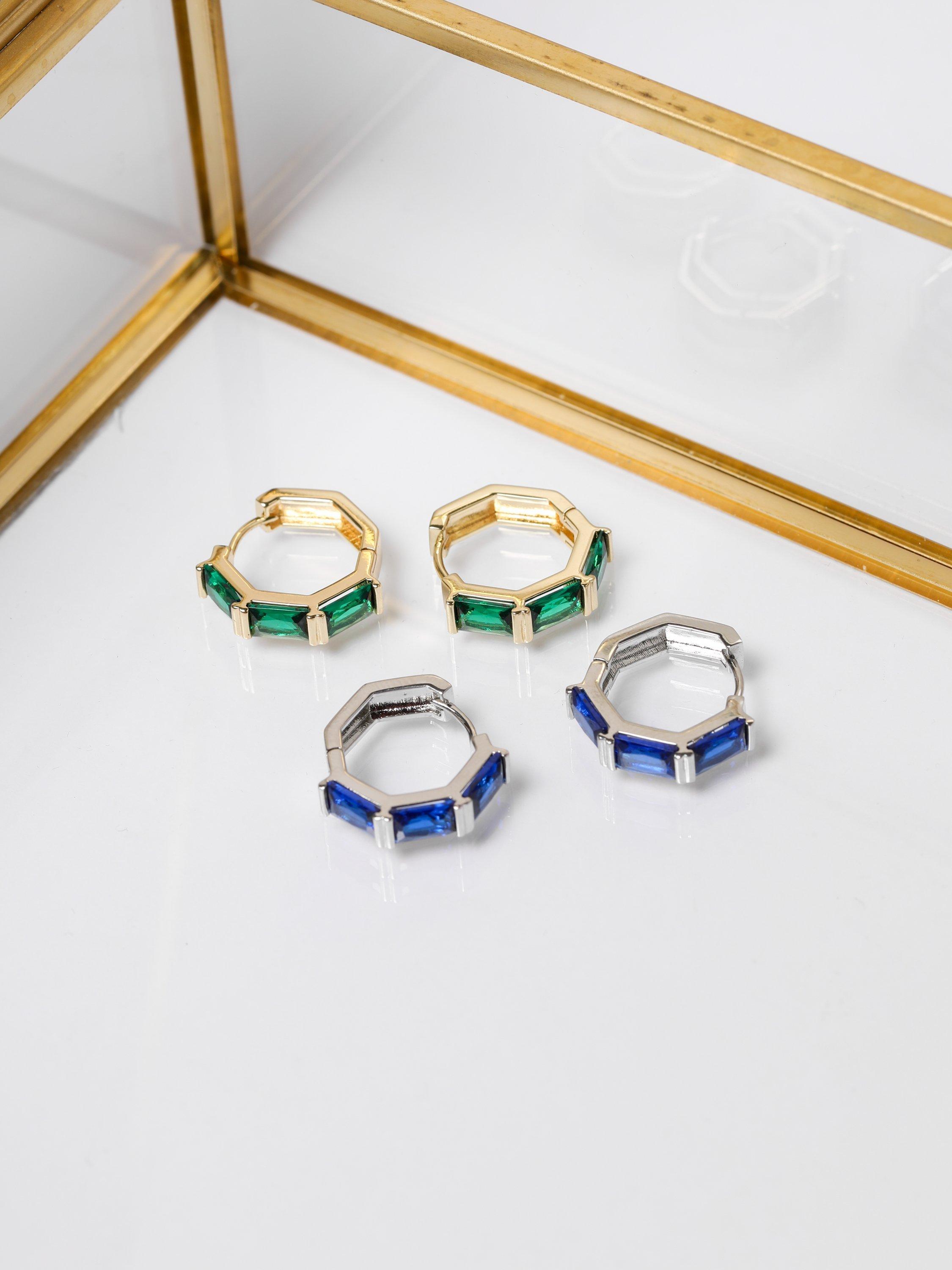 Product image 3 of 3, which shows Jon Richard Sapphire Hoop Earrings, Silver