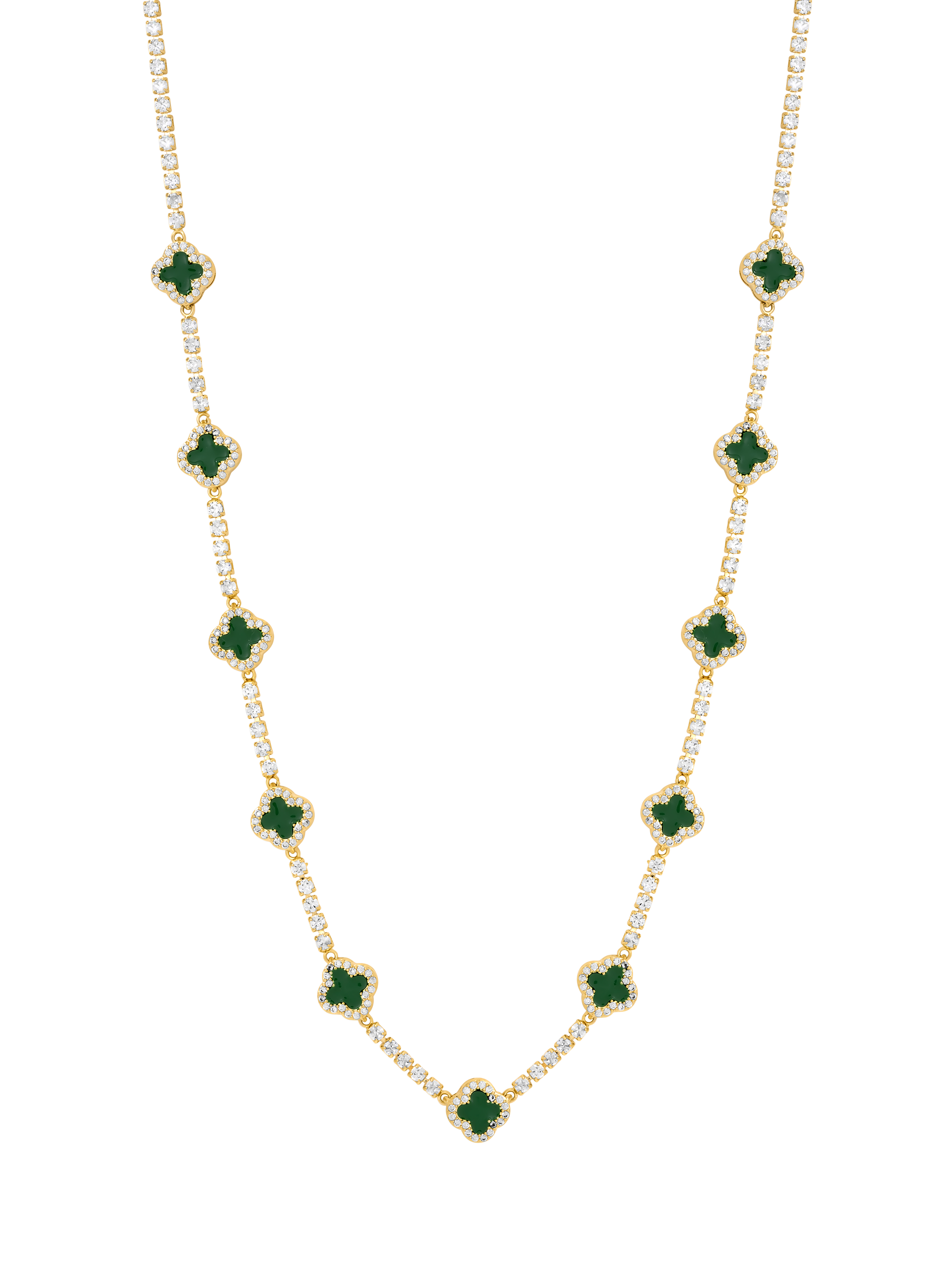 Product image 1 of 2, which shows Jon Richard Emerald Clover Necklace, Gold