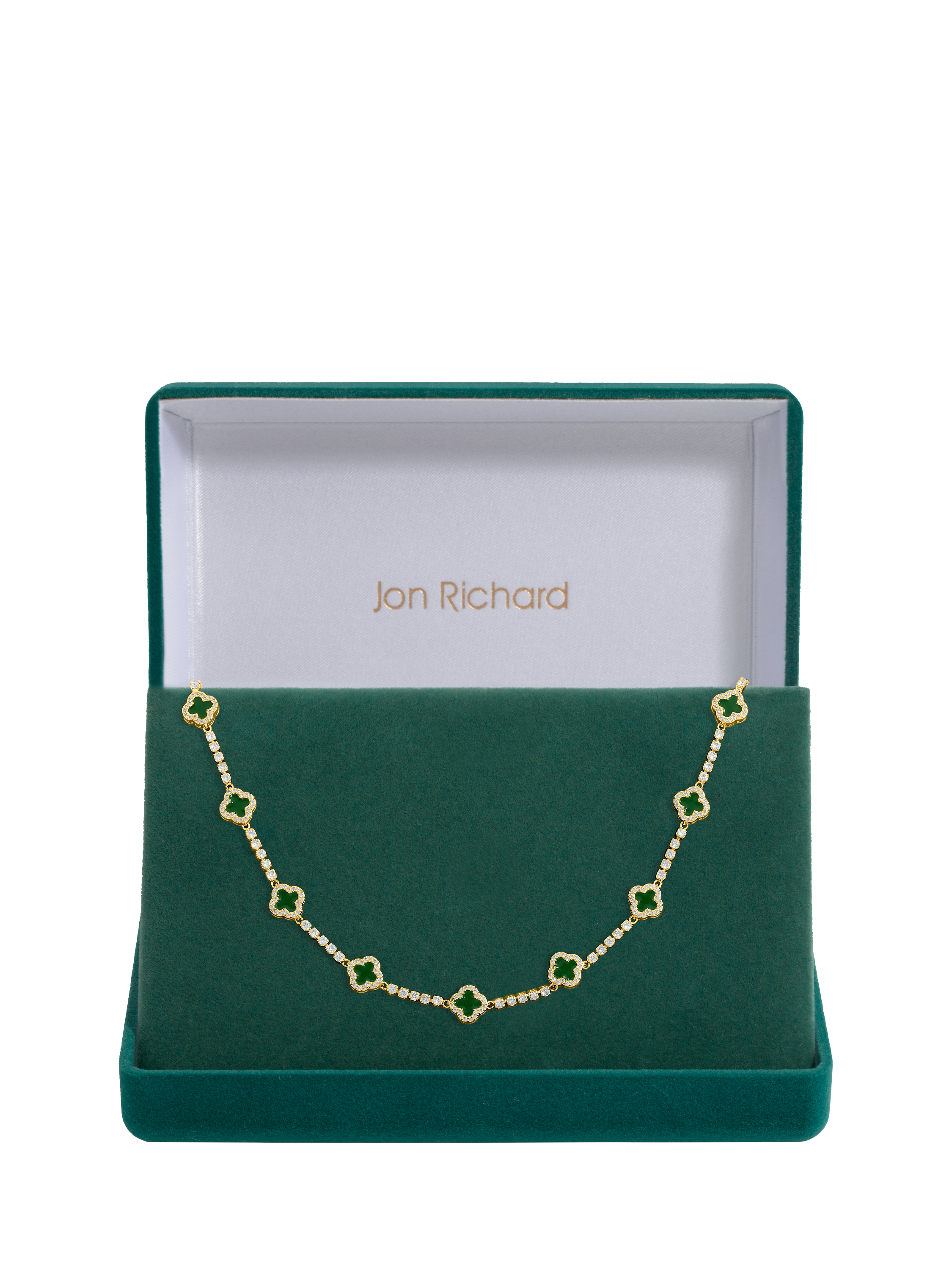 Product image 2 of 2, which shows Jon Richard Emerald Clover Necklace, Gold