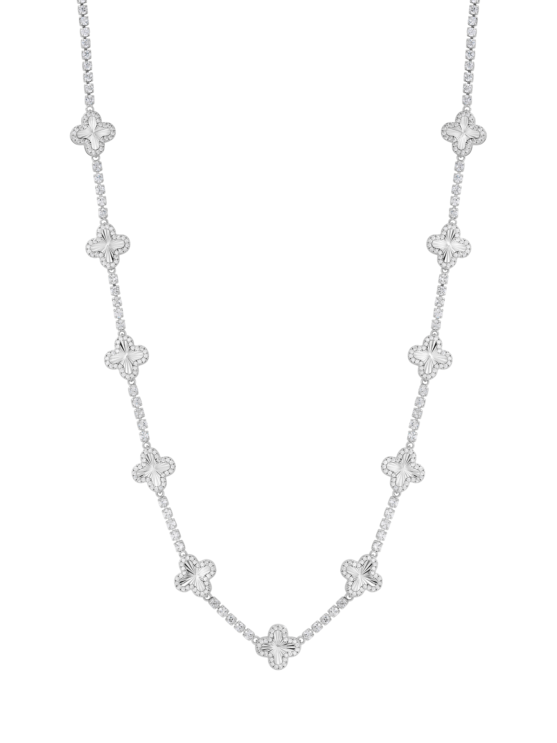 Product image 1 of 4, which shows Jon Richard Diamond Cut Station Clover Necklace