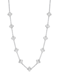 Jon Richard Diamond Cut Station Clover Necklace, Gold