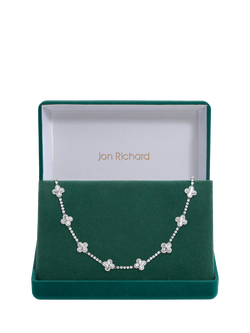 Jon Richard Diamond Cut Station Clover Necklace - view 2, Gold