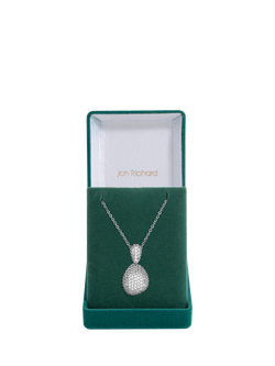 Jon Richard Cubic Zirconia Drop Dome Pendant, Silver - view 2, Silver