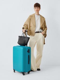 John Lewis Lisbon 4-Wheel 57cm Hard Shell Medium Suitcase - view 2, Aqua