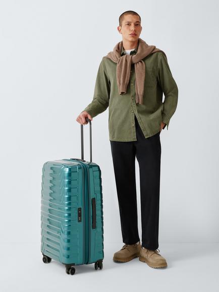 John Lewis Tulum 8-Wheel 72cm Hard Shell Expandable Large Suitcase - view 2, Petrol