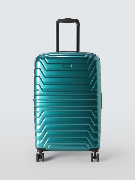 John Lewis Tulum 8-Wheel 67cm Hard Shell Expandable Medium Suitcase, Petrol