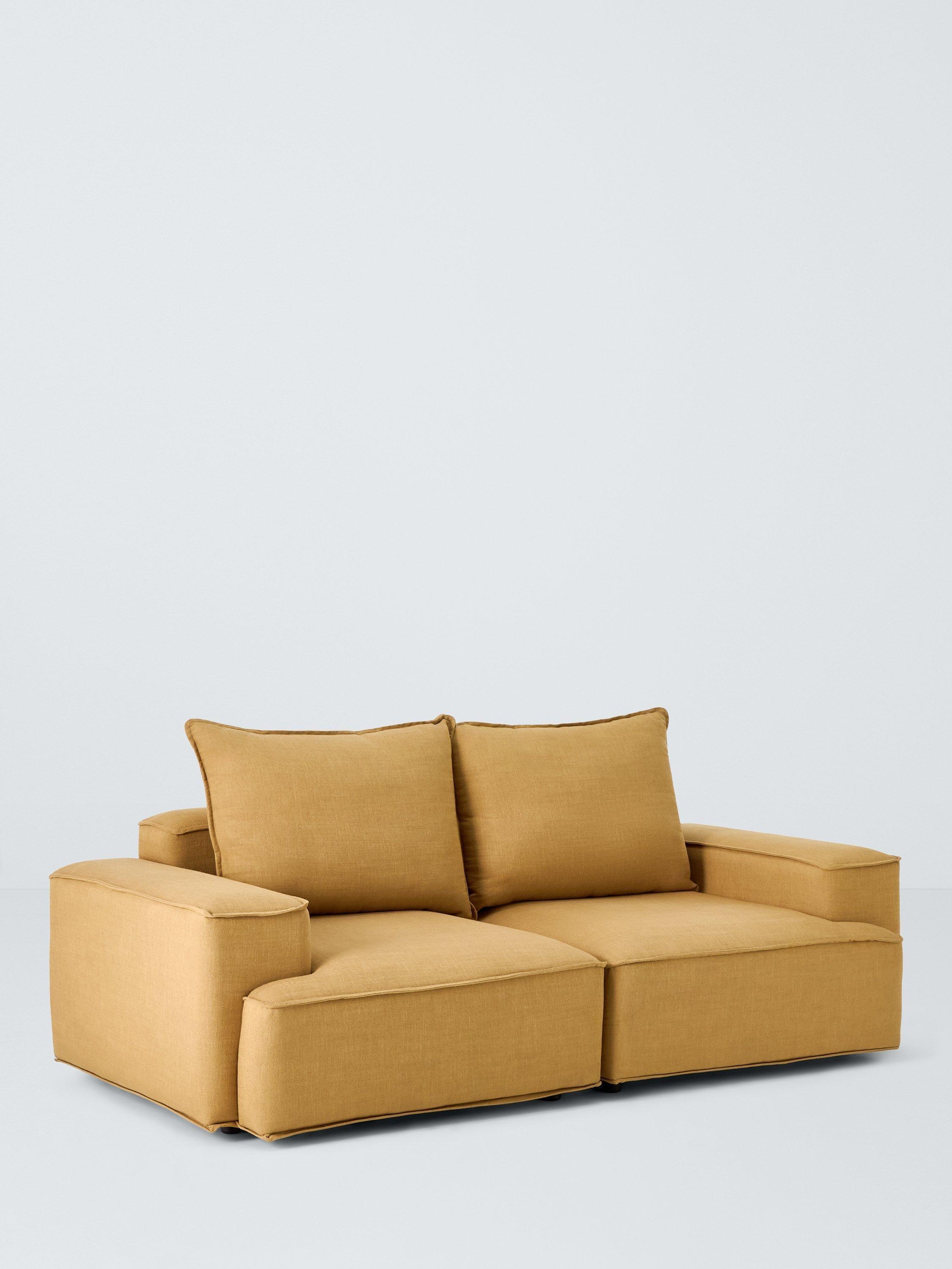 Border Range, John Lewis Border Large 3 Seater Sofa, Dark Leg, Relaxed Linen Ochre