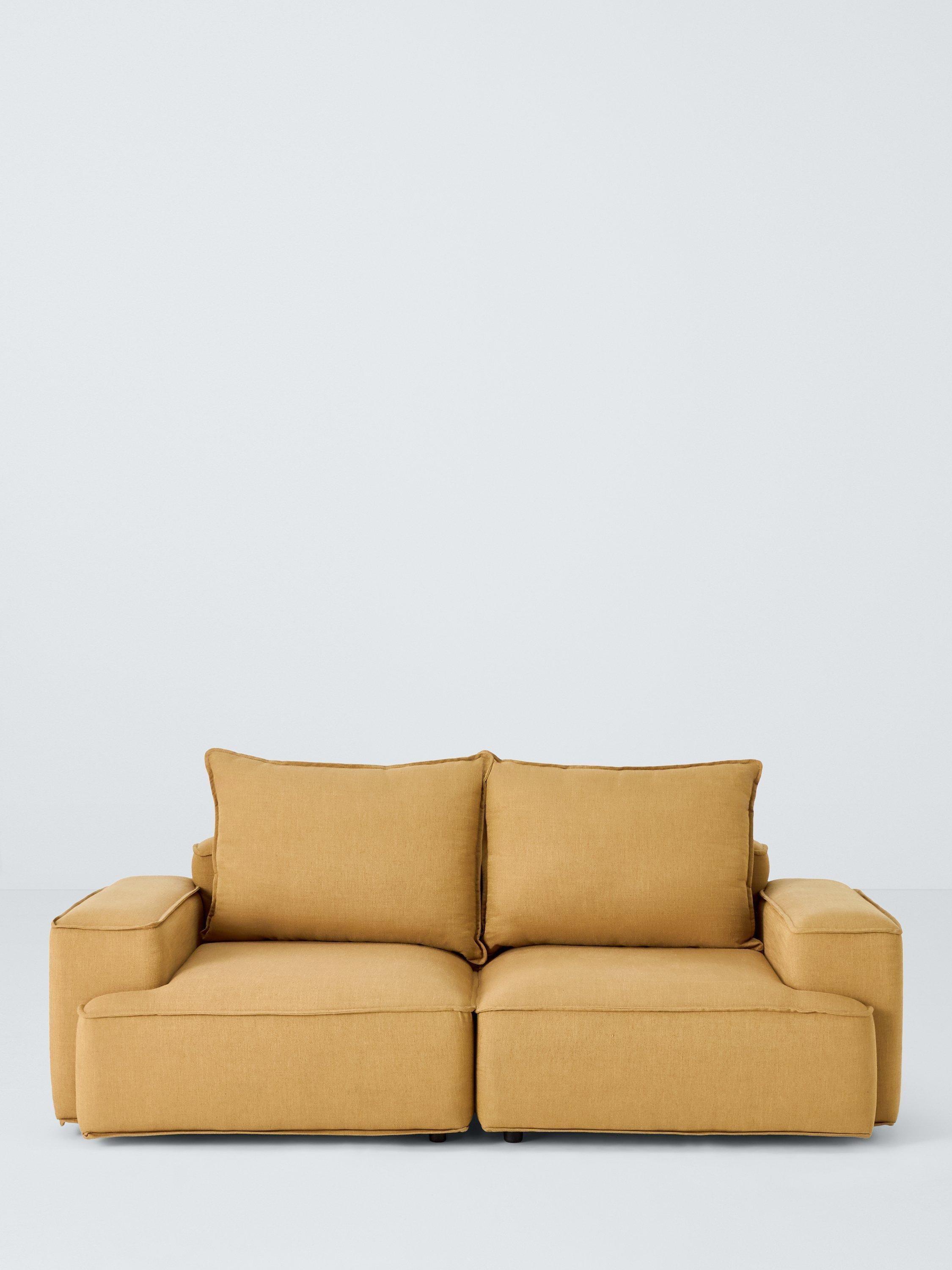 Border Range, John Lewis Border Large 3 Seater Sofa, Dark Leg, Relaxed Linen Ochre