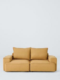 John Lewis Border Large 3 Seater Sofa, Dark Leg, Relaxed Linen Ochre