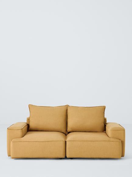 John Lewis Border Large 3 Seater Sofa, Dark Leg, Relaxed Linen Ochre