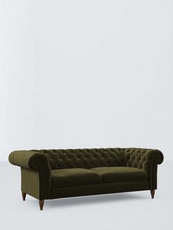 John Lewis Cromwell Grand 4 Seater Leather Sofa, Dark Leg, Plush Dark Khaki, Plush Dark Khaki