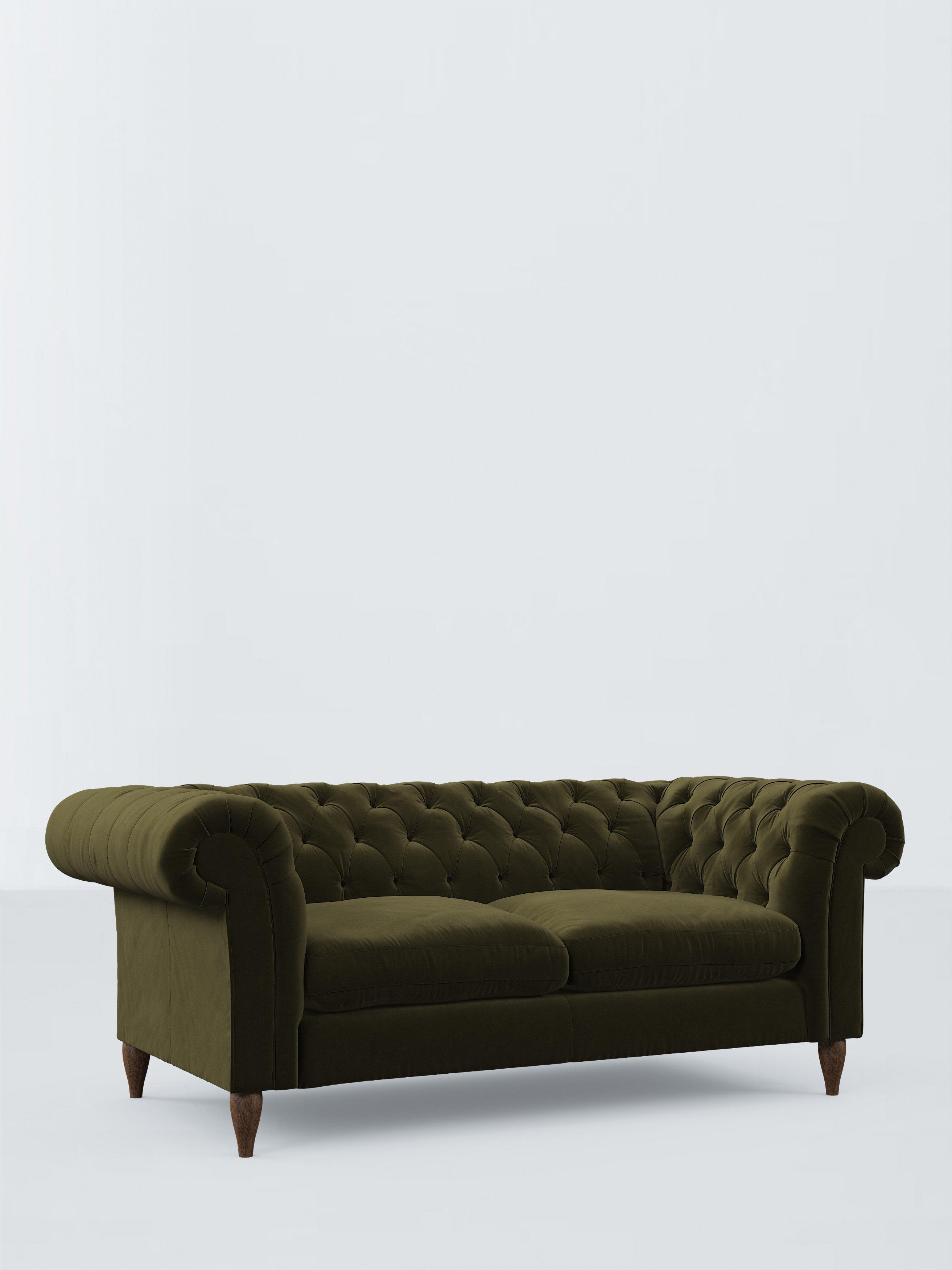 Cromwell Range, John Lewis Cromwell Large 3 Seater Leather Sofa, Dark Leg, Plush Dark Khaki