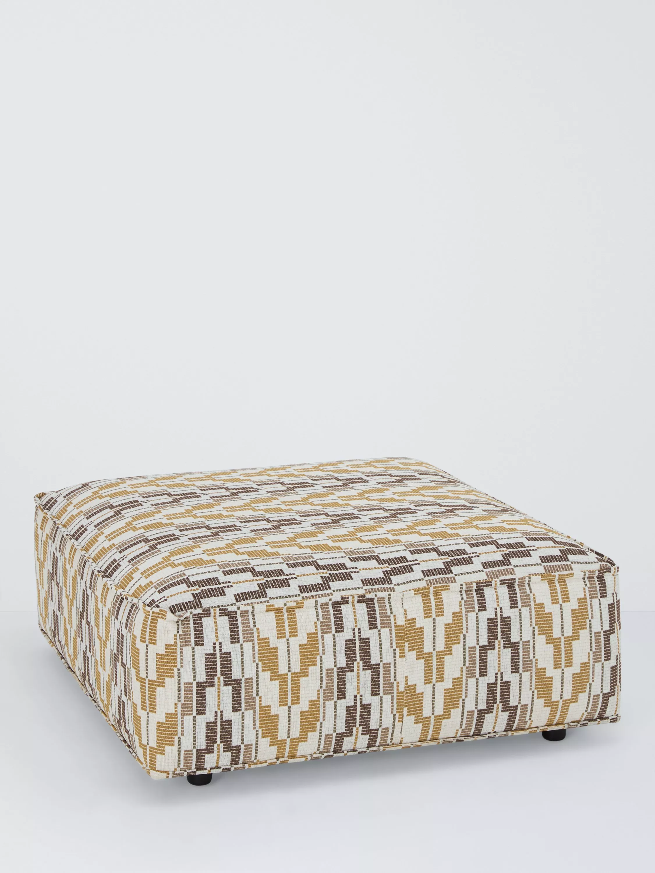 John Lewis Border Footstool, Dark Leg, Relaxed Linen Olive