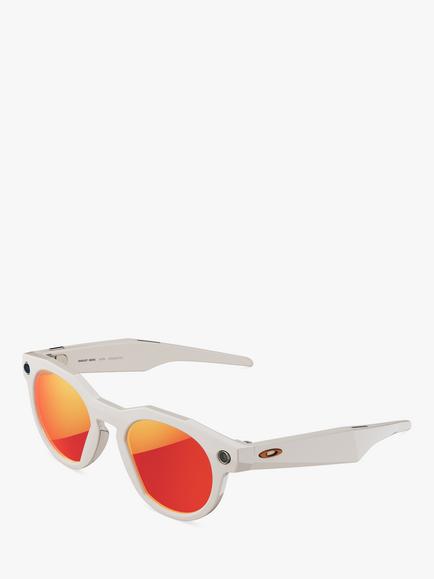 Oakley Meta HSTN Glasses, Warm Grey, Prizm Ruby Lenses, White
