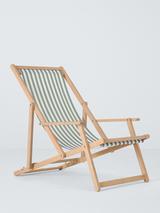 John Lewis Eucalyptus Wood Deck Chair Frame & Striped Sling, Natural/Navy