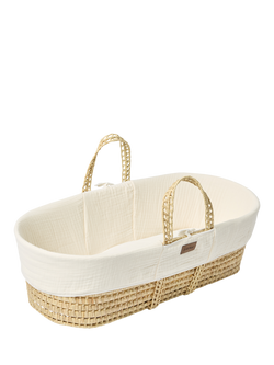 The Little Green Sheep Muslin Moses Basket - view 2, Ecru