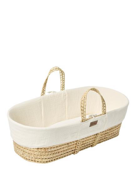 The Little Green Sheep Muslin Moses Basket - view 2, Ecru