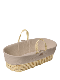 The Little Green Sheep Muslin Moses Basket - view 2, Truffle