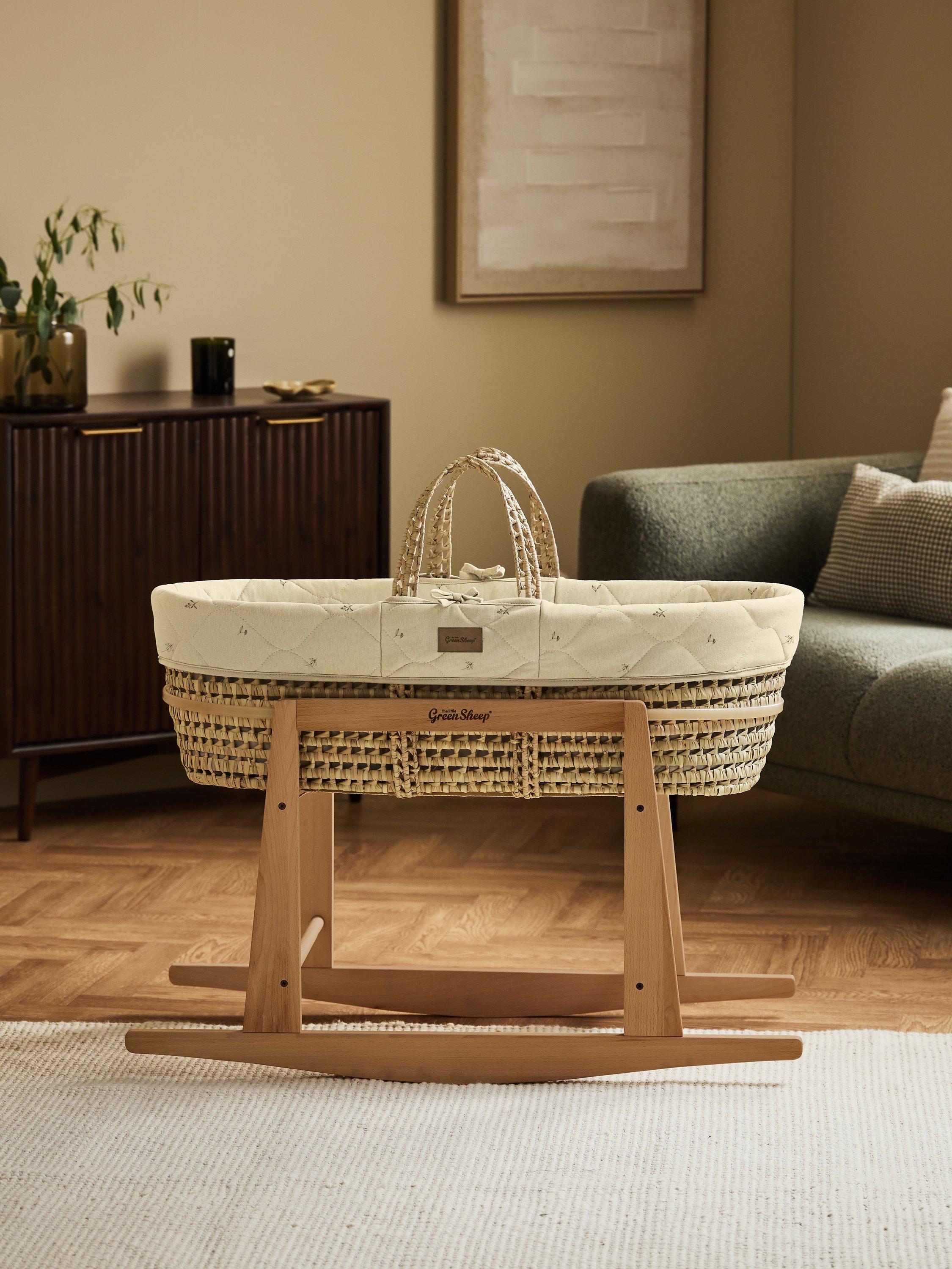 The Little Green Sheep Qulited Moses Basket, Floral