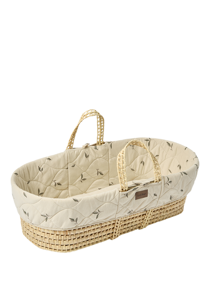 The Little Green Sheep Qulited Moses Basket, Leaves - view 2, Leaves