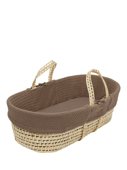 The Little Green Sheep Wheat Knit Moses Basket - view 2, Cocoa