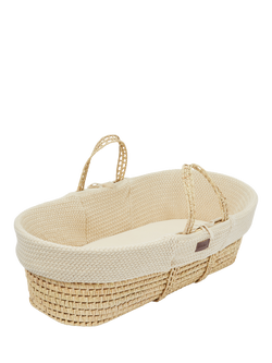 The Little Green Sheep Wheat Knit Moses Basket, Linen
