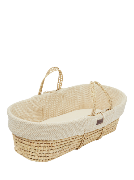 The Little Green Sheep Wheat Knit Moses Basket, Linen