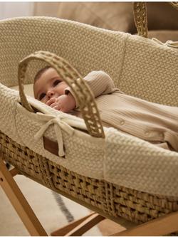 The Little Green Sheep Wheat Knit Moses Basket - view 2, Linen