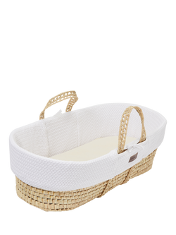 The Little Green Sheep Wheat Knit Moses Basket, White