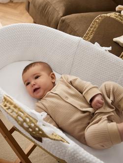 The Little Green Sheep Wheat Knit Moses Basket - view 2, White
