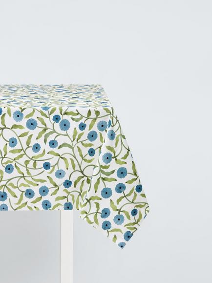 John Lewis x Anine Cecilie Iversen Floret Oilcloth Tablecloth Fabric, Glacier, Glacier