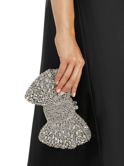 Dune London Enchant Embellished Bow Clutch Bag, Silver - view 2, Silver