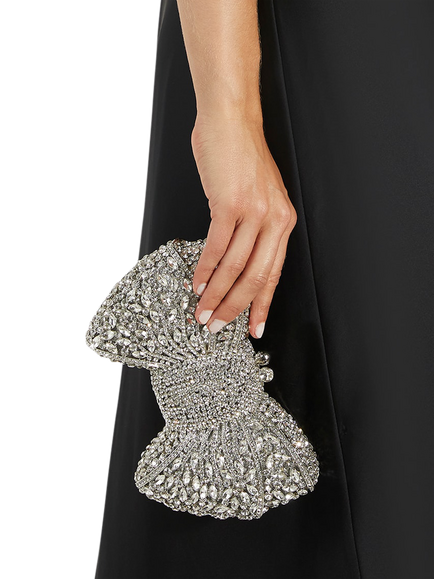 Dune London Enchant Embellished Bow Clutch Bag, Silver - view 2, Silver