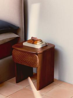 John Lewis Pebble 1 Drawer Bedside Table, Dark Wood - view 2, Dark Wood