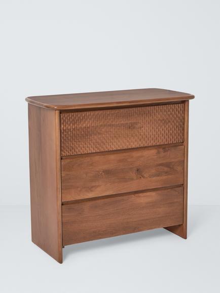 John Lewis Pebble 3 Drawer Chest, Dark Wood, Dark Wood
