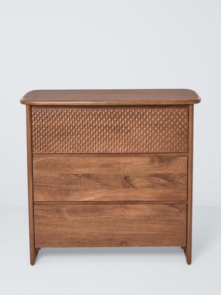 John Lewis Pebble 3 Drawer Chest, Dark Wood - view 2, Dark Wood