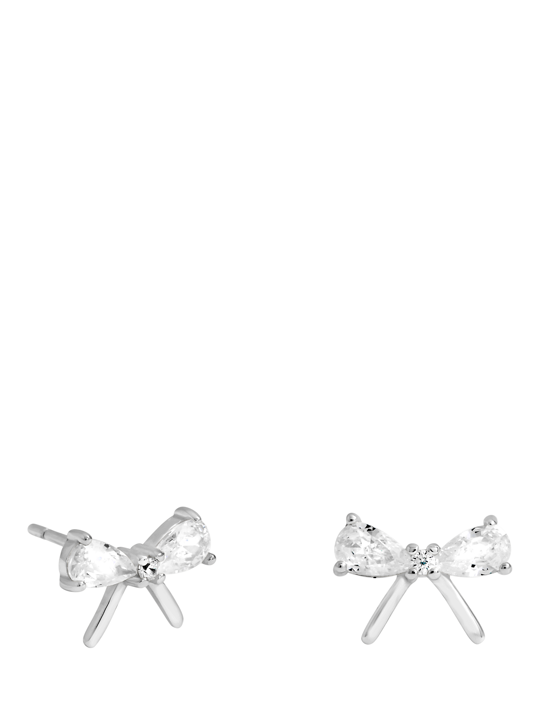 Product image 1 of 4, which shows Simply Silver Christmas Cubic Zirconia Bow Stud Earrings, Silver