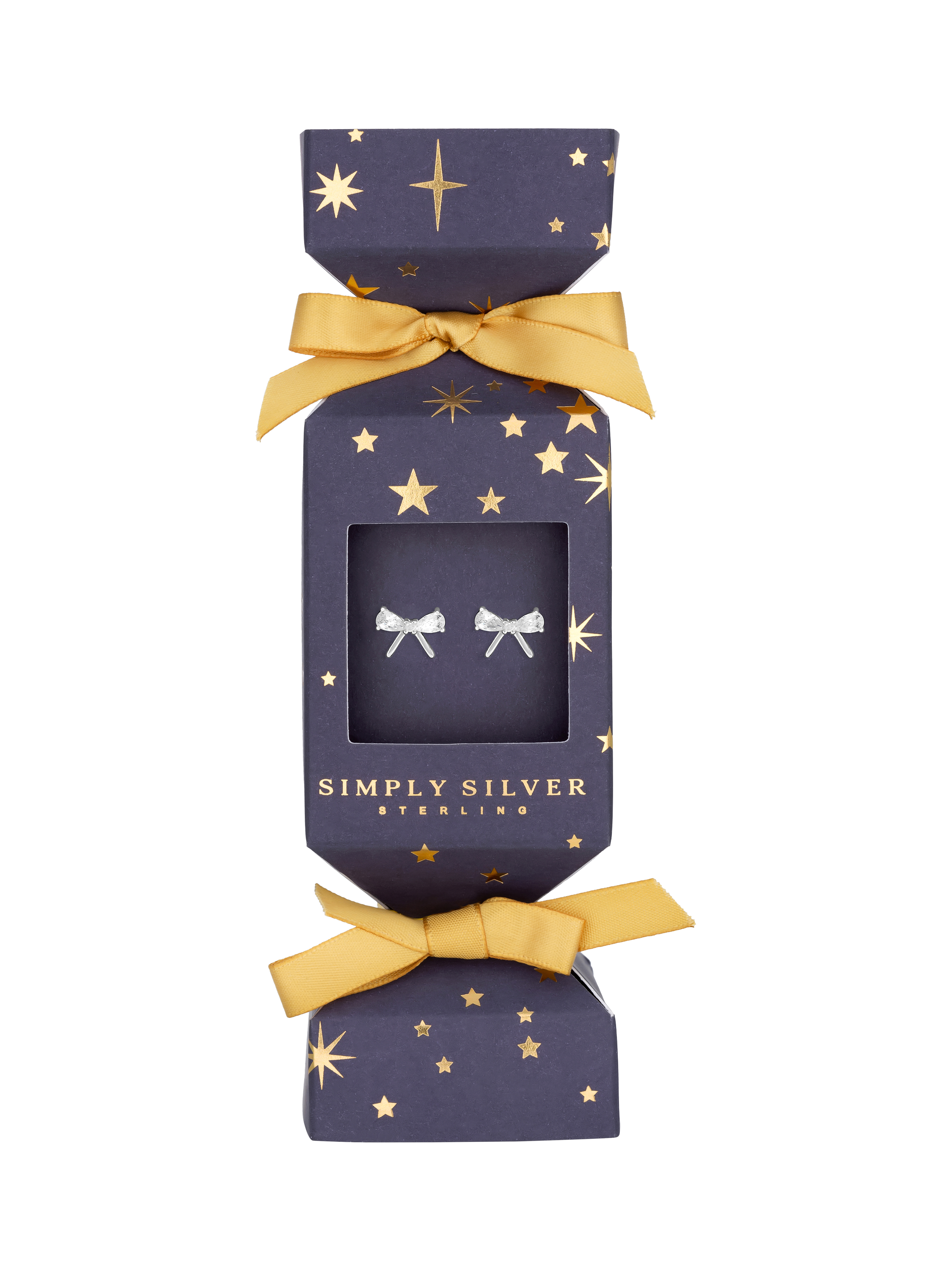 Product image 2 of 4, which shows Simply Silver Christmas Cubic Zirconia Bow Stud Earrings, Silver