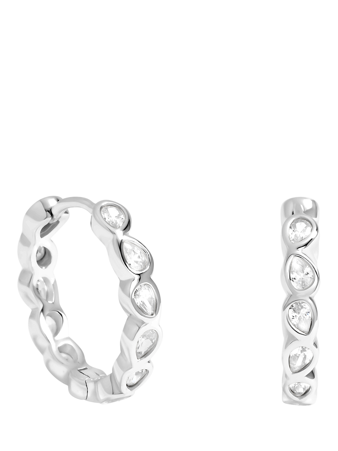 Product image 1 of 11, which shows Simply Silver Cubic Zirconia Bezel Hoop Earrings, Silver
