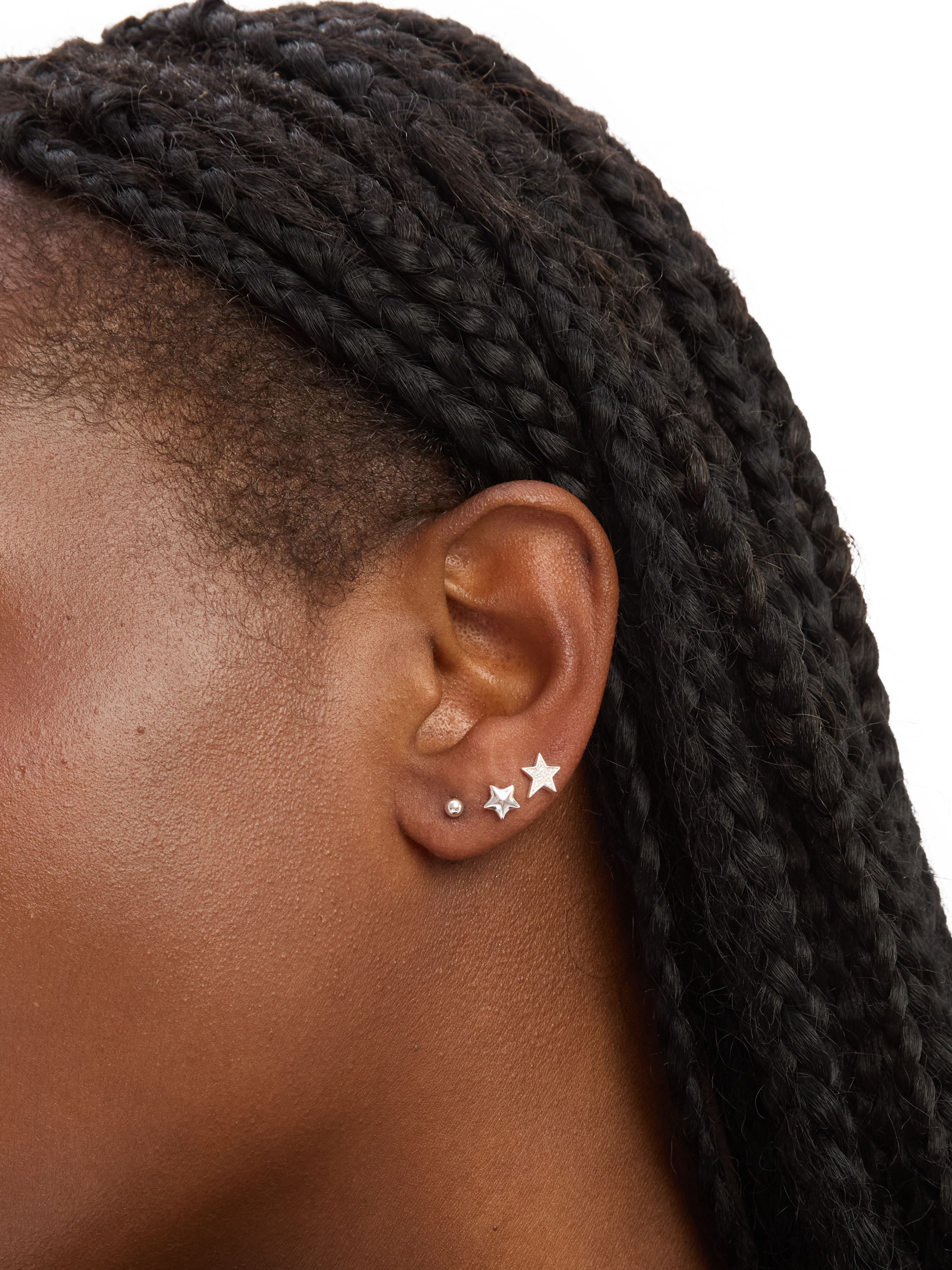 Product image 3 of 3, which shows Simply Silver Cubic Zirconia Celestial Stud Earrings, Pack of 3, Silver