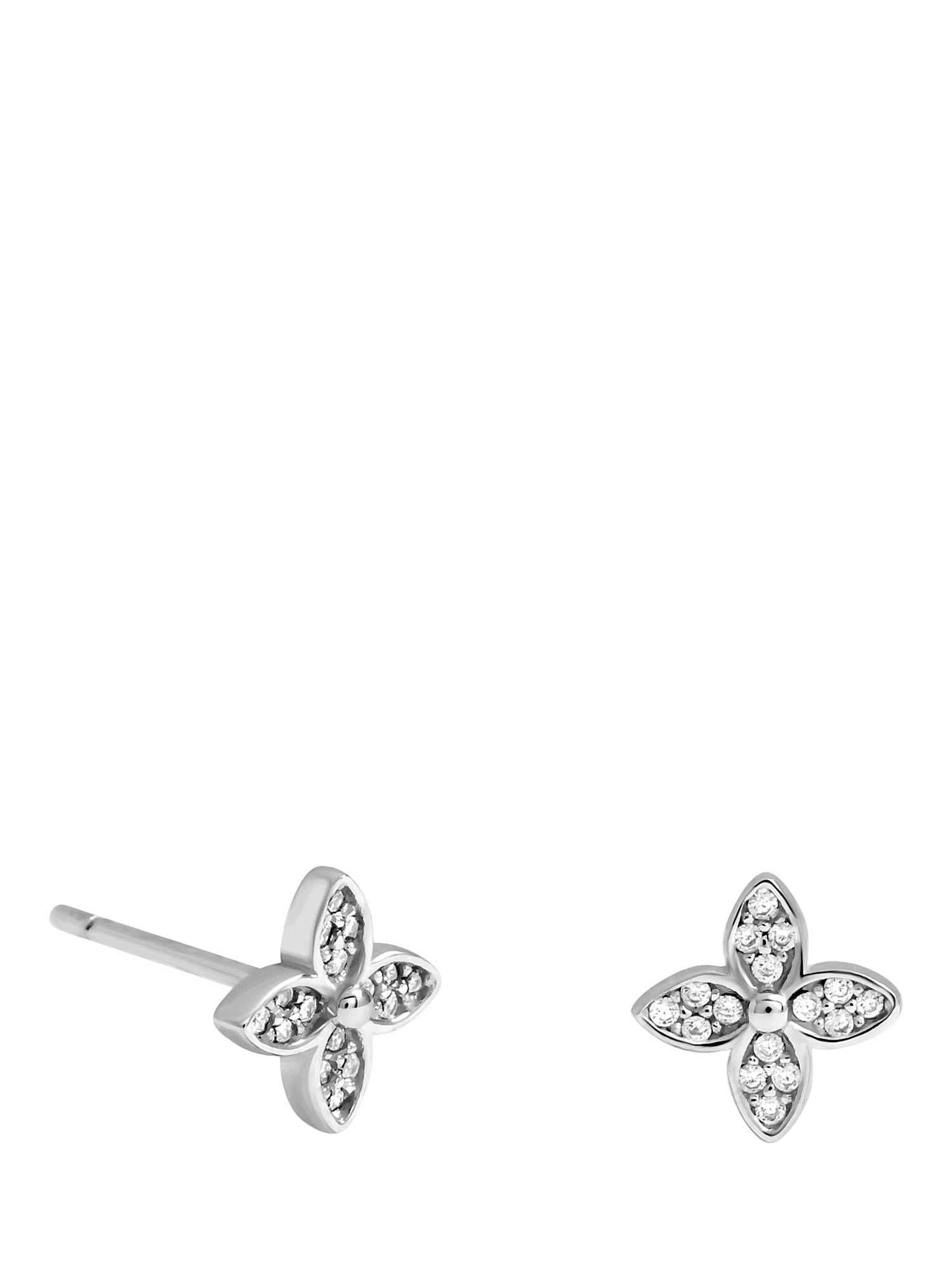 Product image 1 of 3, which shows Simply Silver Cubic Zirconia Floral Stud Earrings, Silver