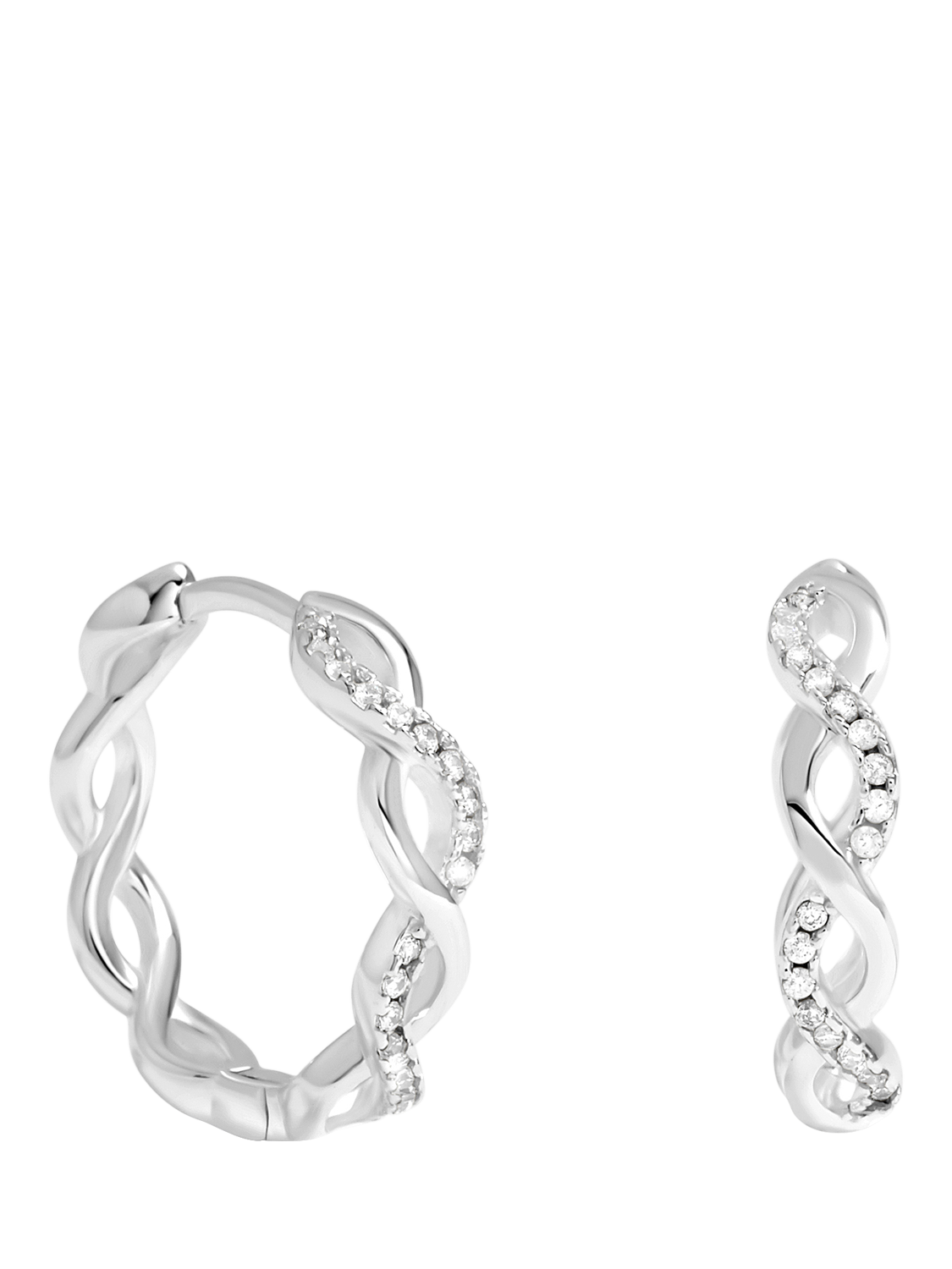 Product image 1 of 5, which shows Simply Silver Cubic Zirconia Infinity Hoop Earrings, Silver