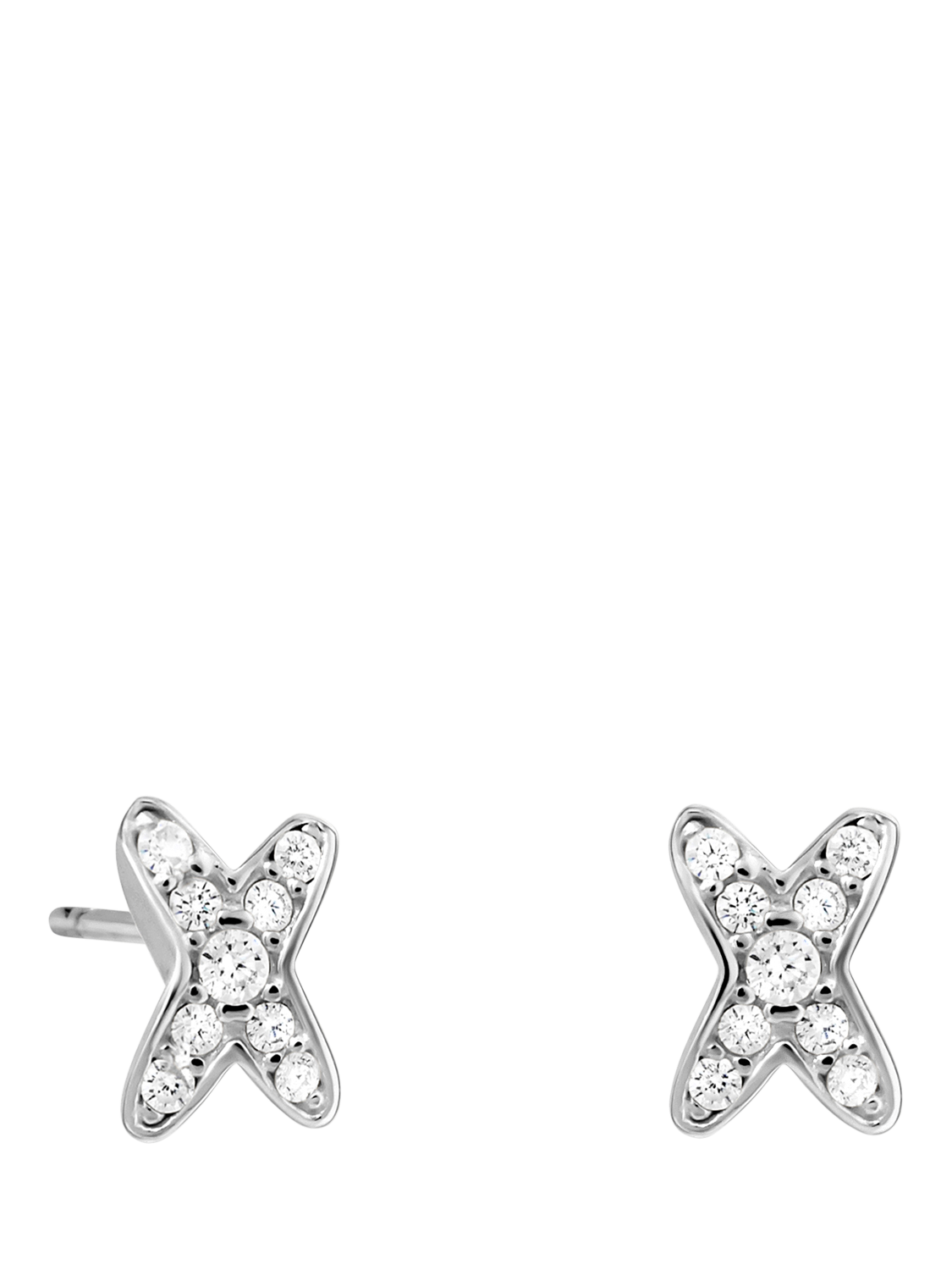 Product image 1 of 4, which shows Simply Silver Cubic Zirconia Kiss Stud Earrings, Silver